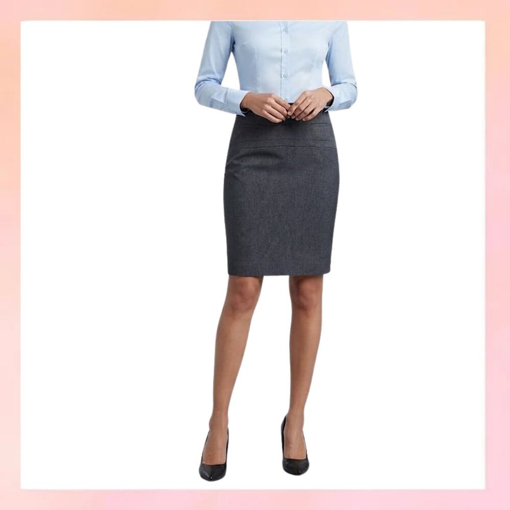 Express Dark Gray Heathered Pencil Skirt Size 4 Career Office Workwear
